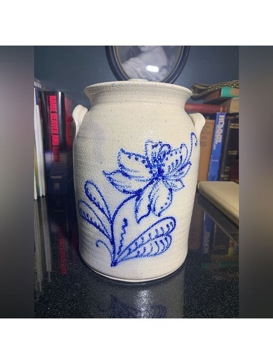 Other - Genesee Country Village 1999 Salt Glazed Stoneware Lidded Jar "Floral"